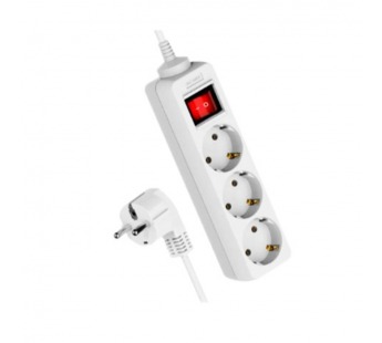 Удлинитель Космос 3р.С/З 16A 3.0м с выкл. ПВС 3x1мм² IP20 белый (1/20)#2115372