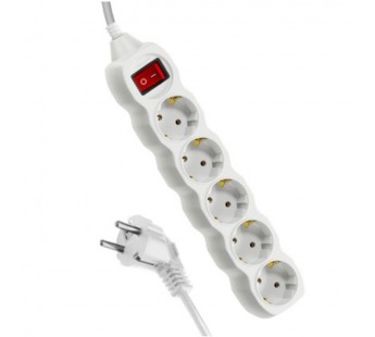 Удлинитель Космос 5р.С/З 16A 5.0м с выкл. ПВС 3x1мм² белый (1/20)#2115354