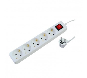 Удлинитель Прогресс Standard 5р.С/З 10A 5.0м с выкл. 3x1мм² белый (1/20)#2115322