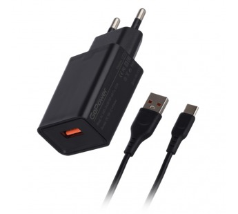 Сетевое З/У GoPower GP1U 1USB 2.4A 12W с кабелем Type-C черный (1/200)#2119751