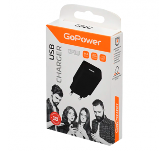 Сетевое З/У GoPower GP1U 1USB 2.4A 12W черный (1/120/480)#2119771
