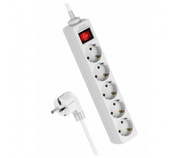 Удлинитель Космос 5р.С/З 16A 3.0м с выкл. ПВС 3x1мм² белый (1/20)#2115222