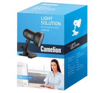 Светильник настольный Camelion H-035 40W 220V E27 прищепка черный (1/12)#2115640