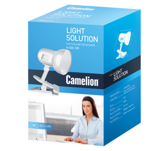 Светильник настольный Camelion H-035 60W 220V E27 прищепка белый (1/12)#2115630