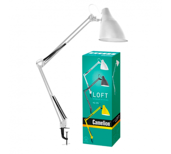 Светильник настольный Camelion KD-335 40W 230V E27 струбцина белый (1/12)#2115710