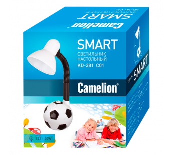 Светильник настольный Camelion KD-381 "Мяч" 40W 230V E27 на основании белый (1/12)#2115693
