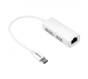 Адаптер GoPower Type-C (m)-RJ-45 (f) 100 мб/с белый (1/100)#2141572