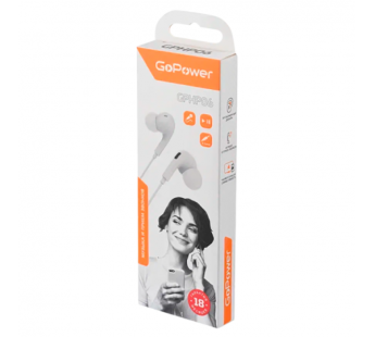 Наушники внутриканальные GoPower GPHP06 белый (1/200/800)#2115355