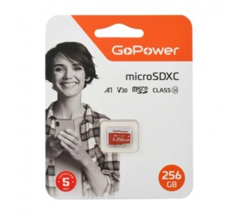 Карта памяти microSD GoPower 256GB Class10 UHS-I (U3) 100 МБ/сек V30 без адаптера#2115158