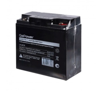 Аккумулятор свинцово-кислотный GoPower LA-12170 12V 17Ah клеммы под болт M5 (1/2)#2118241