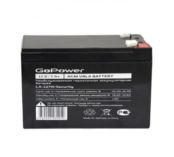 Аккумулятор свинцово-кислотный GoPower LA-1270/security 12V 7Ah клеммы T1/ F1 (1/5)#2118238