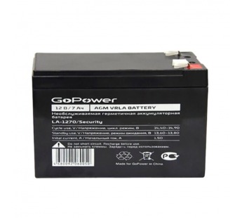 Аккумулятор свинцово-кислотный GoPower LA-1270/security 12V 7Ah клеммы T2/ F2 в картонной упаковке#2118237