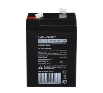 Аккумулятор свинцово-кислотный GoPower LA-645 6V 4.5Ah клеммы T1/ F1 в картонной упаковке#2118236