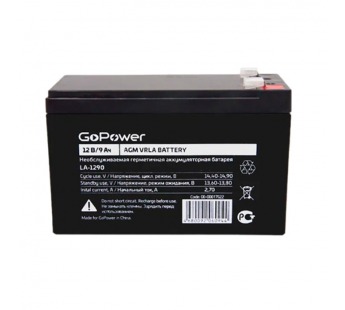 Аккумулятор свинцово-кислотный GoPower LA-1290 12V 9Ah клеммы T2/ F2 (1/5)#2118244