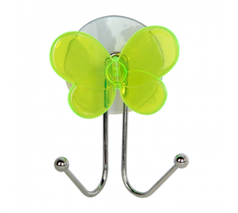 Крючки Рыжий кот W2065-1 "Бабочка" присоска 9.7х3.6см двойной 1шт. зеленый (1/12/48)#2115530