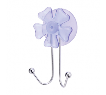 Крючки Рыжий кот W2082G "Цветок" присоска 9.7х3.5см двойной 1шт. синий (1/10/50)#2115529