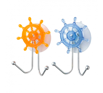 Крючки Рыжий кот W2534 "Штурвал" присоска 13.5х7.8х4см двойной 1шт. ассорти (1/12/48)#2115527