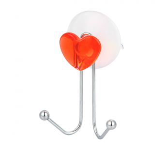 Крючки Рыжий кот W2790-1 "Сердце" присоска 11х7х4см двойной 1шт. красный (1/12/48)#2115468