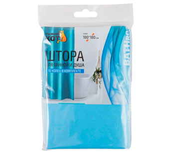 Штора для ванной Рыжий кот 180х180см голубой (1/10/40)#2115491