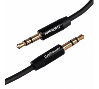 Кабель AUX GoPower Jack 3.5mm (m)-Jack 3.5mm (m) 1.5м TPE черный Premium Zip-Lock c подвесом (1/400)#2117362