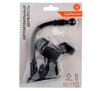 Держатель автомобильный GoPower GPA04 присоска черный (1/100)#2115918
