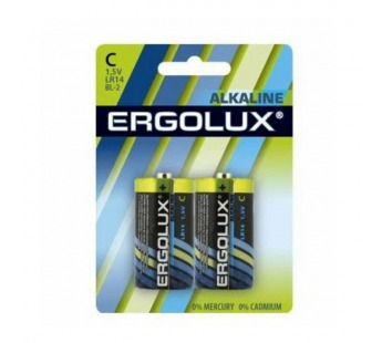 Батарейка Ergolux LR14 C BL2 Alkaline 1.5V (2/12/96)#2116181