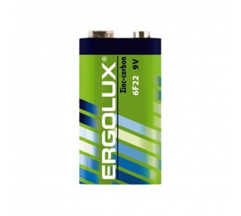 Батарейка Ergolux Крона 6F22 Shrink 1 Zinc Carbon 9V (1/12/480)#2116173
