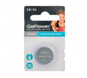 Батарейка GoPower CR2025 BL1 Lithium 3V (1/50/2000)#2116136