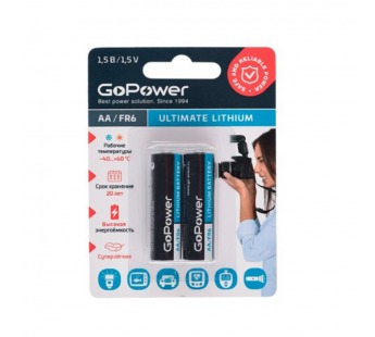 Батарейка GoPower FR6 AA BL2 Lithium 1.5V (2/20/200)#2116139