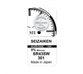 Батарейка SEIZAIKEN 301 (SR43SW) Silver Oxide 1.55V (1/10/100/1000)#2116144