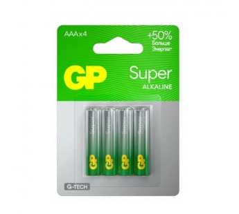 Батарейка GP Super G-Tech LR03 AAA BL4 Alkaline 1.5V (4/40/160)#2116125
