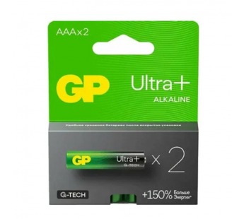 Батарейка GP ULTRA PLUS G-tech LR03 AAA BL2 Alkaline 1.5V (2/20/160)#2116113