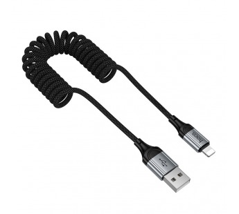 Кабель USB - Lightning Hoco X121 (2.4А, 1.5 м, пружина) Черный#2117829