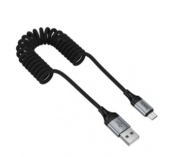 Кабель USB - MicroUSB Hoco X121 (2.4A, 1.5 м, пружина) Черный#2124580