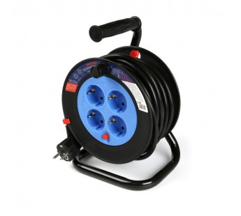Удлинитель на катушке 4 гнезда 10м,с заземлением и предохранителем ПВС 3*1,5 16А/3,5кВт#2116913