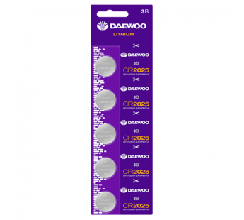 Батарейка Daewoo CR2025 BL5 Lithium 3V (5/100/5000)#2117530
