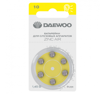 Батарейка Daewoo ZA10 BL6 Zinc Air 1.45V (6/60/600/3000)#2117526