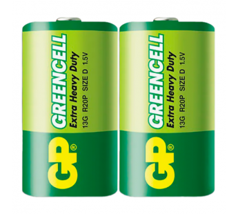 Батарейка GP GreenCell R20 D Shrink 2 Heavy Duty 1.5V (2/20/200)#2117495