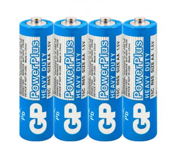 Батарейка GP PowerPlus R6 AA Shrink 4 Heavy Duty 1.5V (4/40/200/1000)#2117494