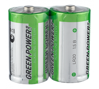 Батарейка GREEN POWERlab LR20 D Shrink 2 Alkaline 1.5V (2/12/144)#2117536