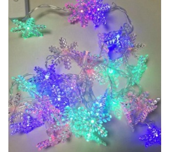 Гирлянда Космос "Снежинки" 30LED 4.4м микс нить 8 режимов прозрачн.насадки ассорти#2117386