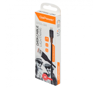 Кабель GoPower GP01L-2M USB (m)-Lightning (m) 2м 2.1A черный (1/200/800)#2117639