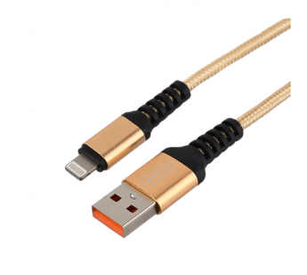 Кабель GoPower GP02L USB (m)-Lightning (m) 1м 2.4A нейлон золотой (1/200/800)#2117638