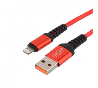 Кабель GoPower GP02L USB (m)-Lightning (m) 1м 2.4A нейлон красный (1/200/800)#2117636
