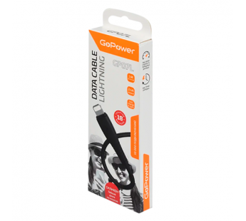 Кабель GoPower GP07L USB (m)-Lightning (m) 1м 2.4A силикон черный (1/200/800)#2117629