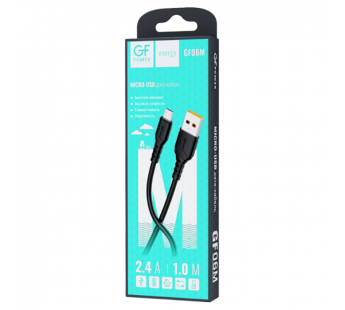 Кабель GFPower 06M USB (m)-microUSB (m) 1м 2.4A ПВХ черный (1/200/800)#2117688