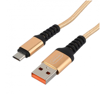 Кабель GoPower GP02M USB (m)-microUSB (m) 1м 2.4A нейлон золотой (1/200/800)#2117664