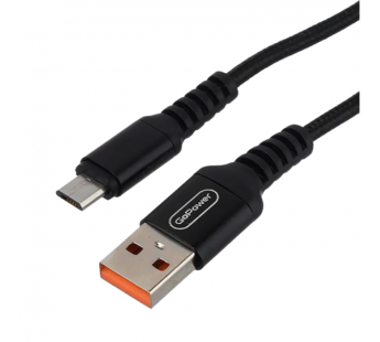 Кабель GoPower GP02M USB (m)-microUSB (m) 1м 2.4A нейлон черный (1/200/800)#2117660
