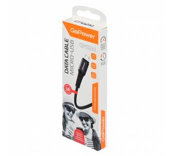 Кабель GoPower GP02M USB (m)-microUSB (m) 1м 2.4A нейлон черный (1/200/800)#2117659