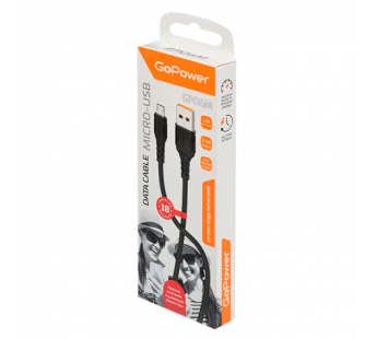 Кабель GoPower GP06M USB (m)-microUSB (m) 1м 2.4A ПВХ черный (1/200/800)#2117653